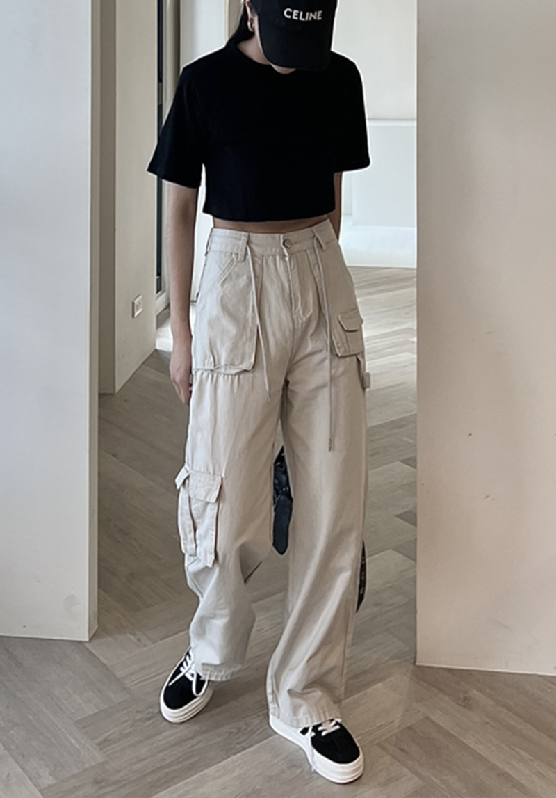 抽繩牛仔工裝褲*3色