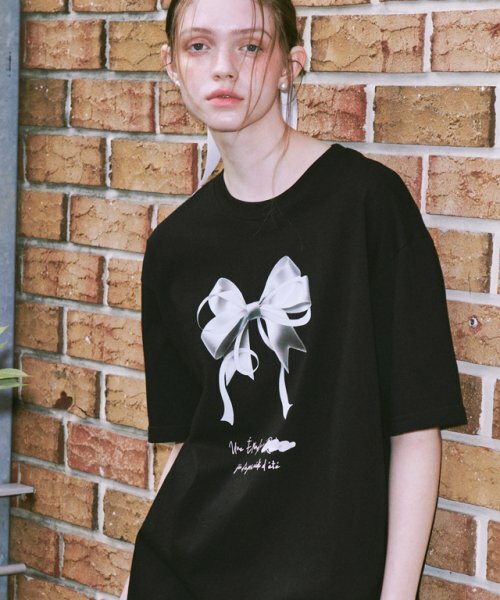 RONRON DOUBLE RIBBON OVER FIT T SHIRT