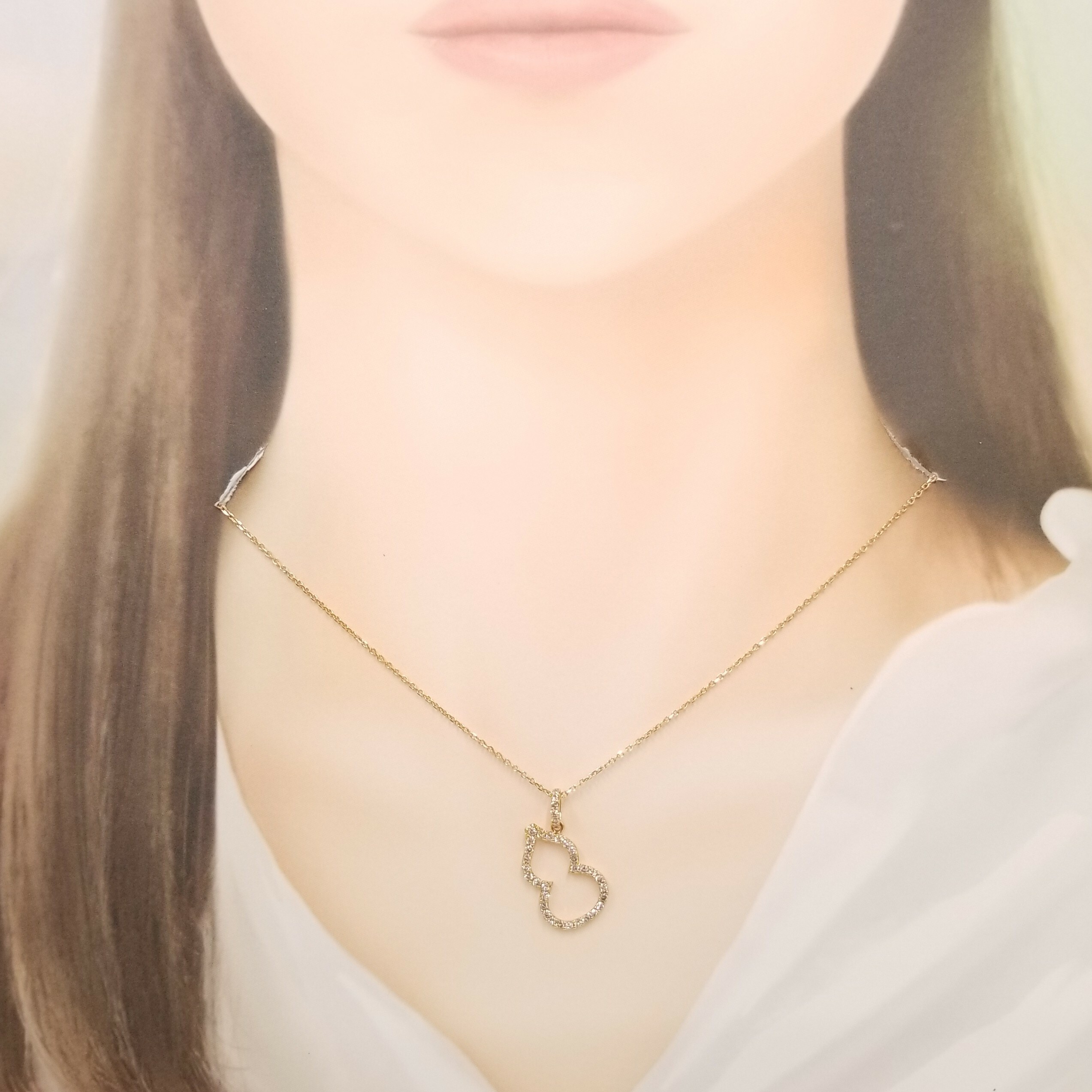 全新18K玫瑰金44份鑽石吊墜