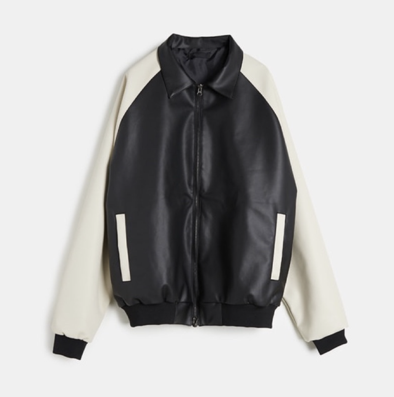 韓國 Raucohouse 撞色 皮革 棒球外套 夾克 外套 皮衣