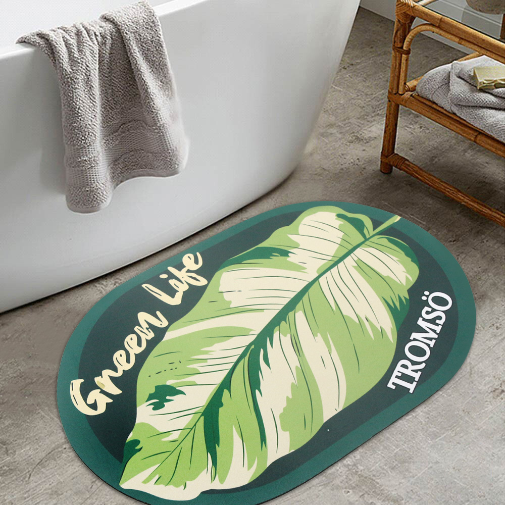 科技絨舒柔吸水地墊-境光綠葉BS-880