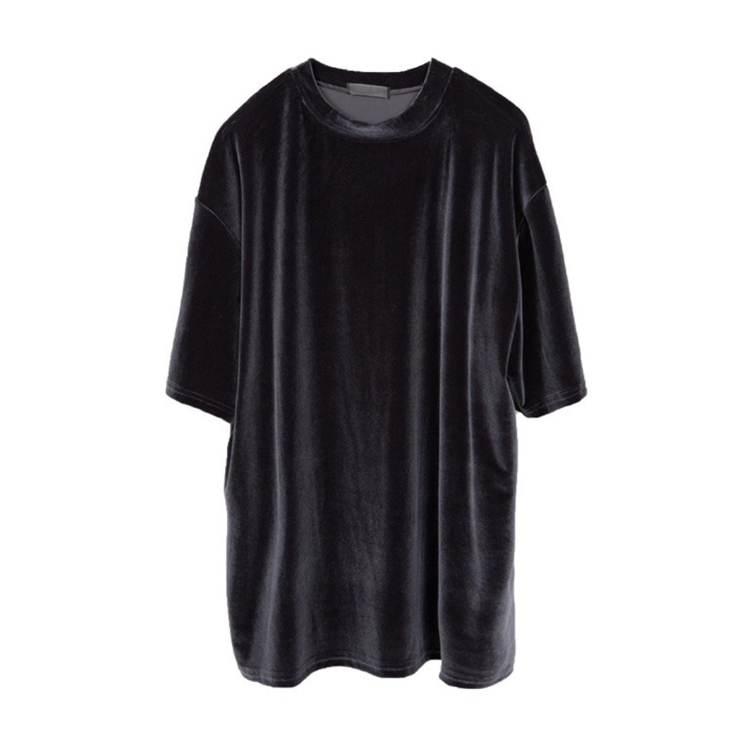 韓國 Raucohouse （SALE)  光澤感天鵝絨絲綢短袖 短T 天鵝絨 滑面 絲綢 亮面 光澤感