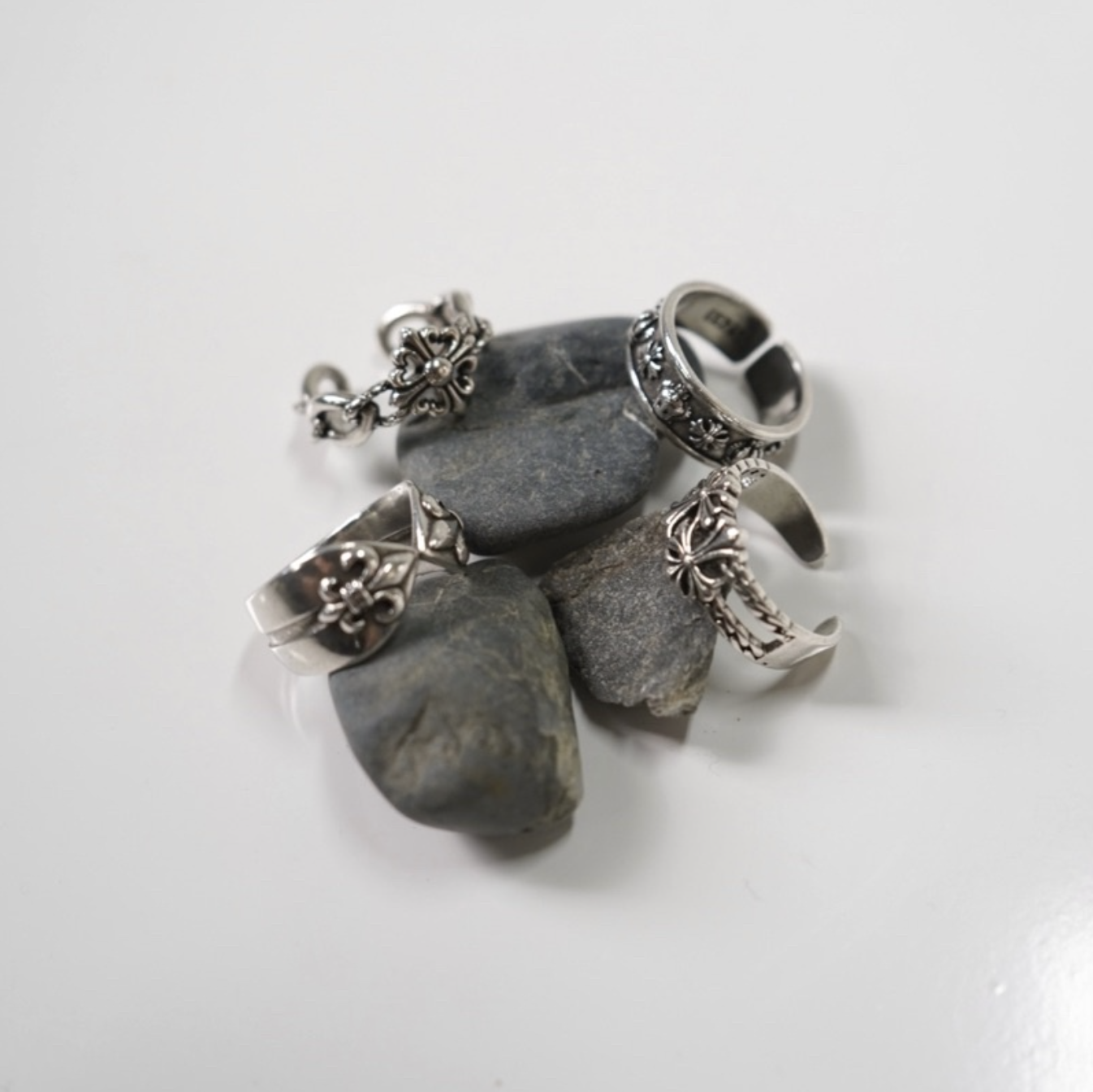 JIN ACC 歌德系列 可調式戒指 鳶尾花 十字 925銀 “平價飾品”