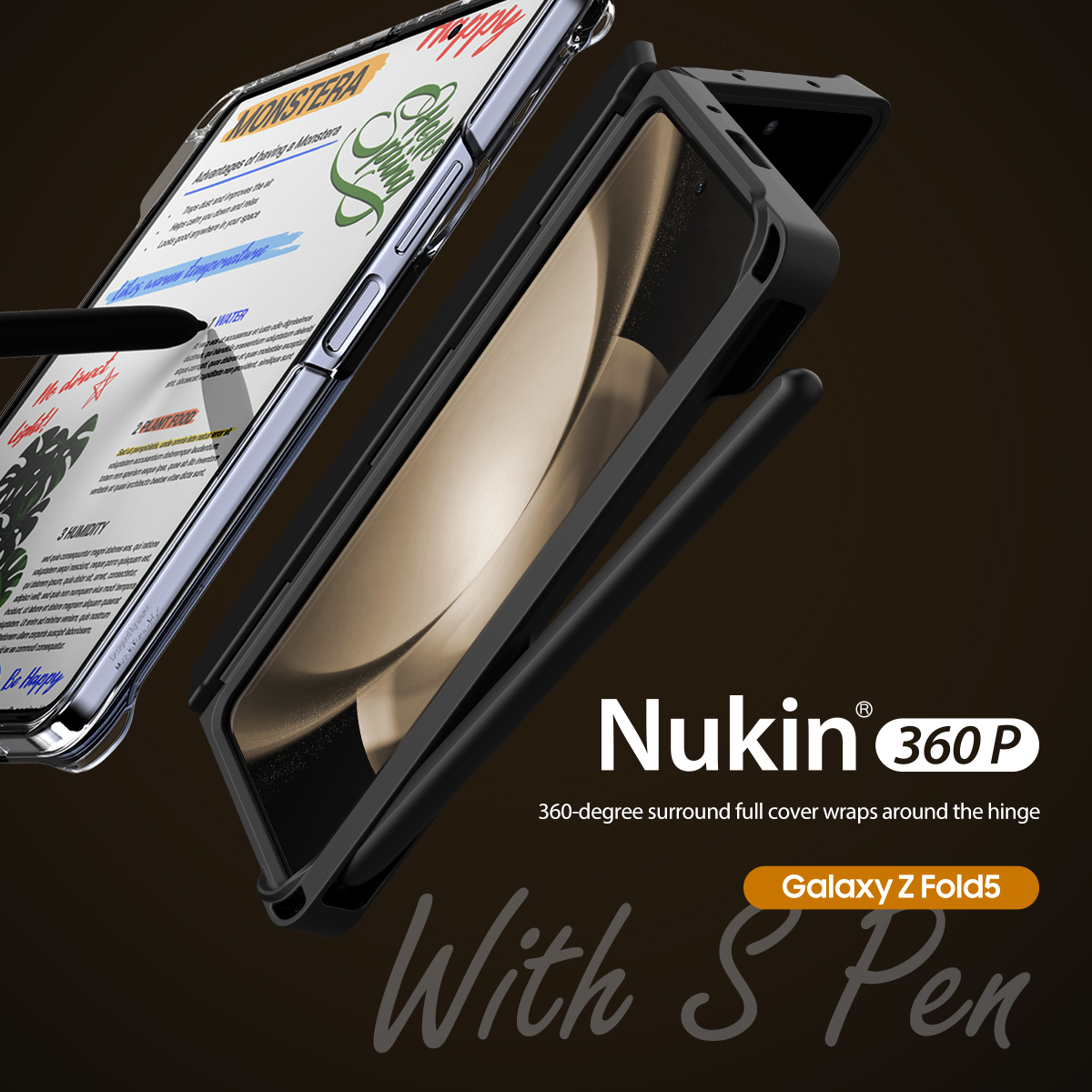 araree Nukin 360 Pen 全透明硬殼- Galaxy Z Fold 5 | 韓國製造 香港行貨