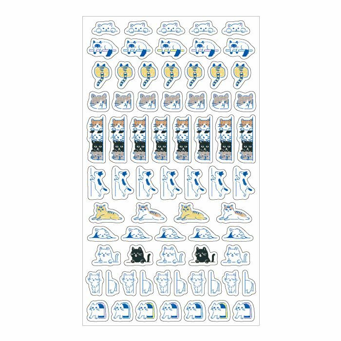 疊疊貓 透明迷你貼紙 手帳貼紙｜日本古川紙工