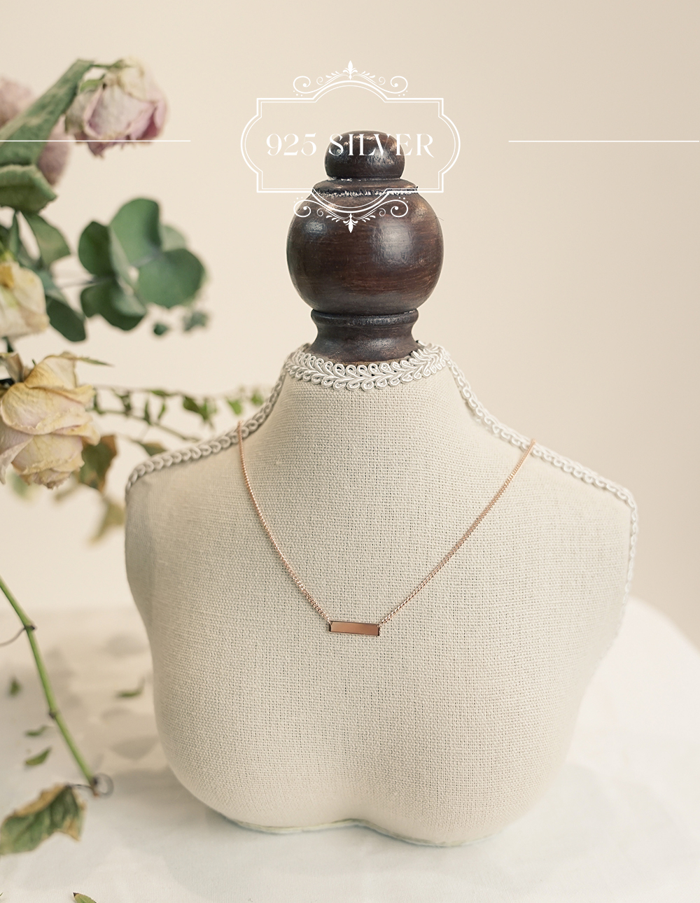 925 純銀橫向金屬片項鍊