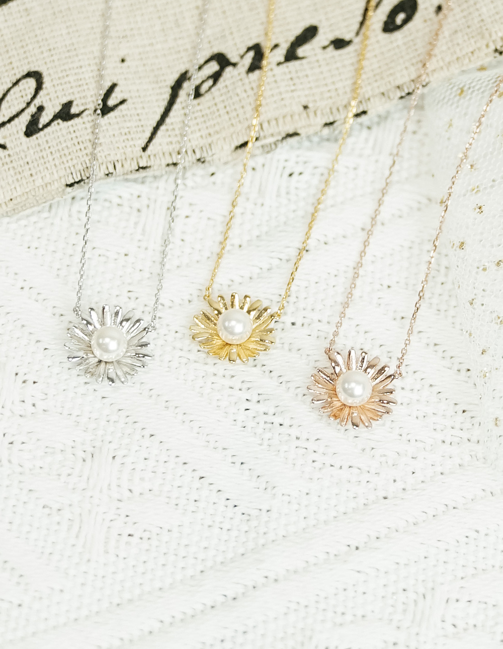 925 純銀施華洛世奇珍珠小雛菊項鍊