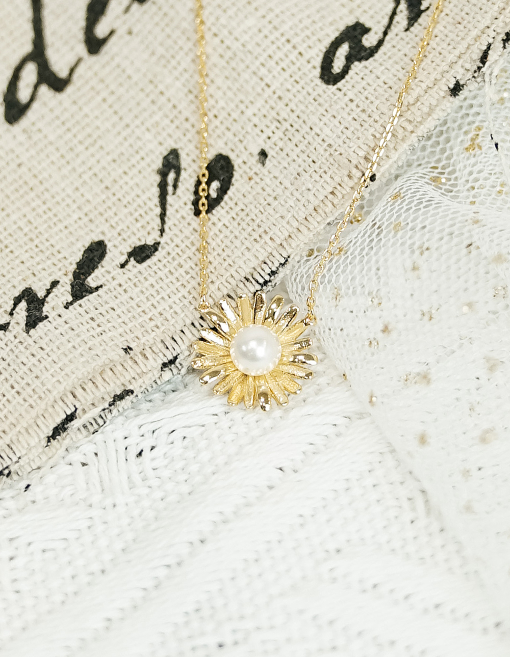 925 純銀施華洛世奇珍珠小雛菊項鍊