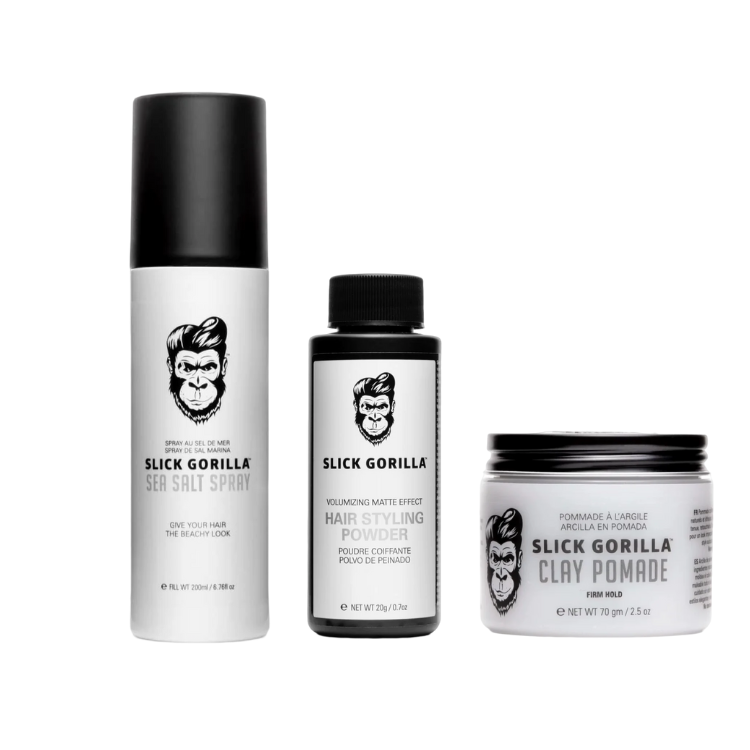 Slick Gorilla 油頭三件組（塑型粉\凝土髮油\海鹽噴霧）
