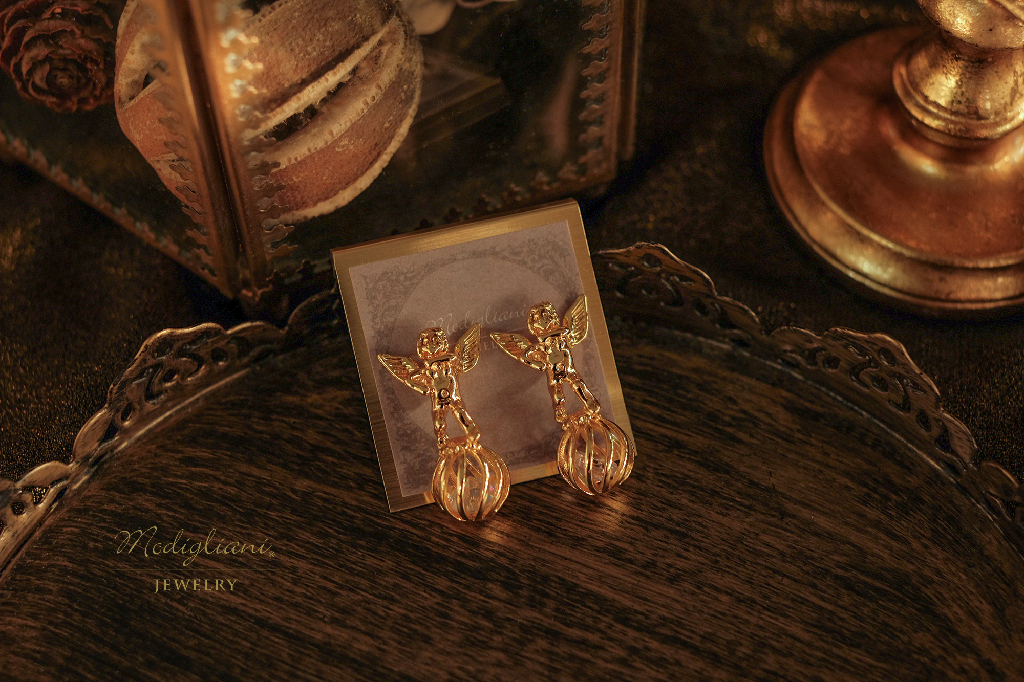 黃銅飾品,黃銅,天使,氣質,耳環,18K金,鋯石,可愛