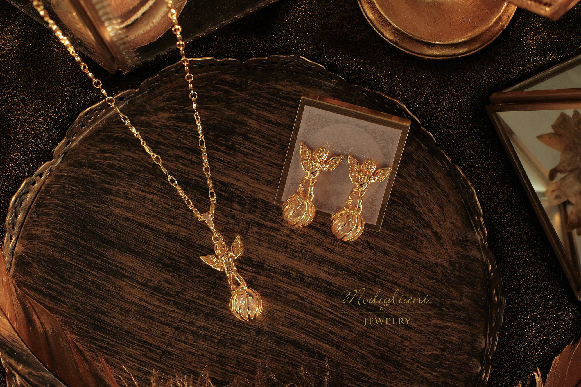 黃銅飾品,黃銅,天使,氣質,耳環,18K金,鋯石,可愛