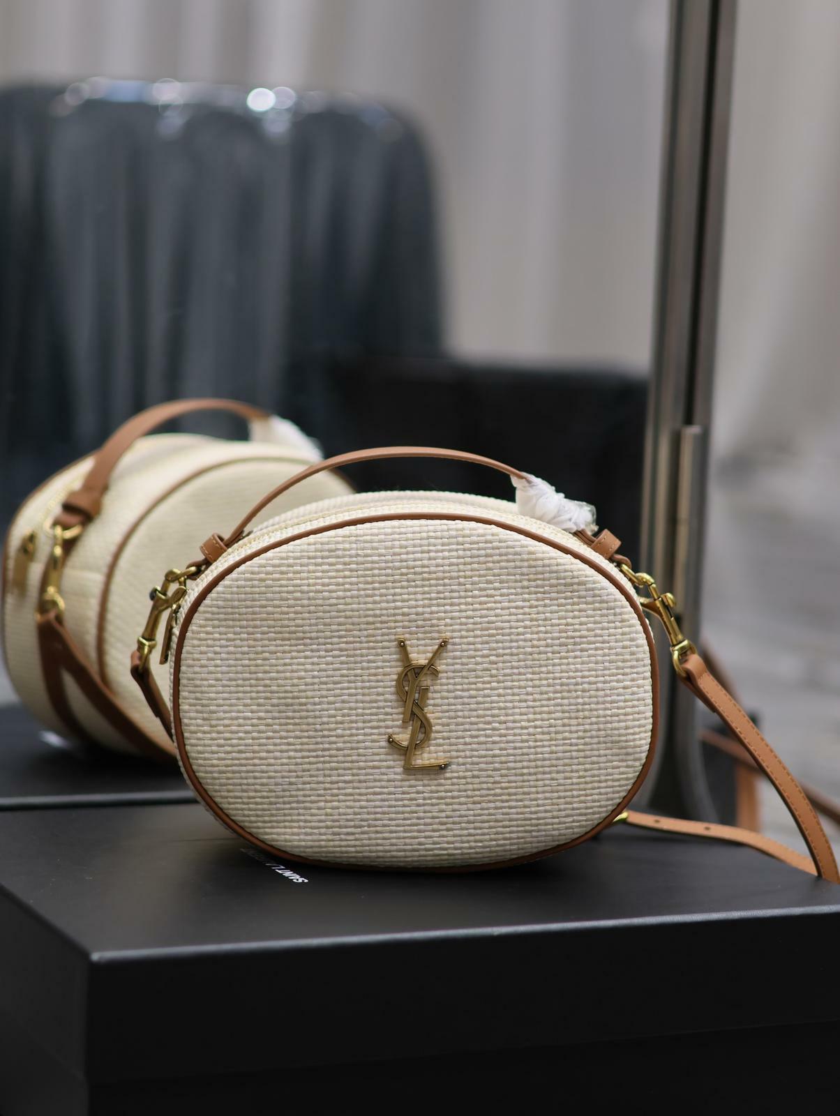 YSL 圓形相機編織包