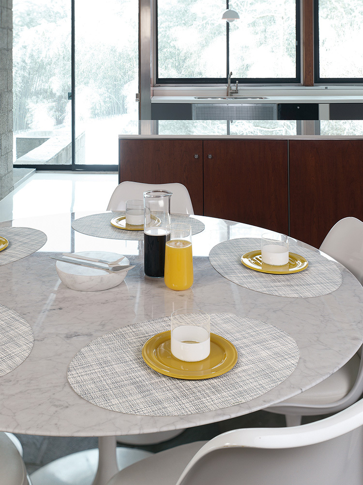 chilewich Mini Basketweave Oval Placemats Grey Mist