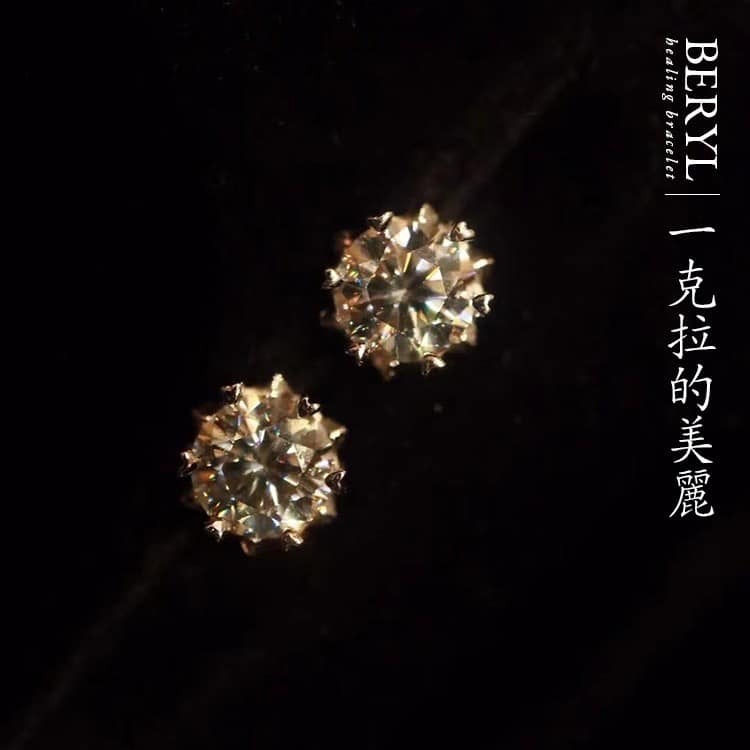 經典款單顆1克拉莫桑鑽純銀耳環(一對)