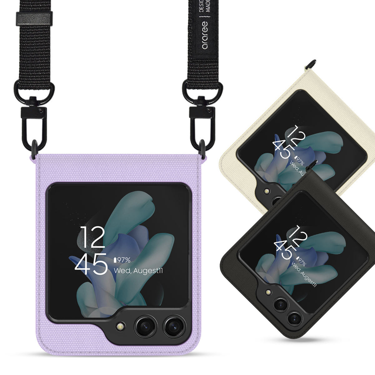 araree Canvas Diary 皮革保護殼+ 頸繩-Galaxy Z Flip 5 | 香港行貨 韓國製造