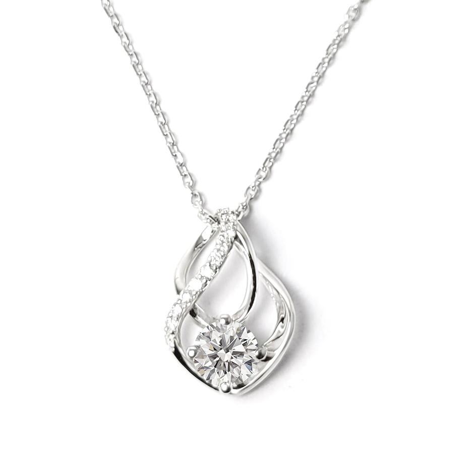 18K白金GIA天然鑽石吊墜