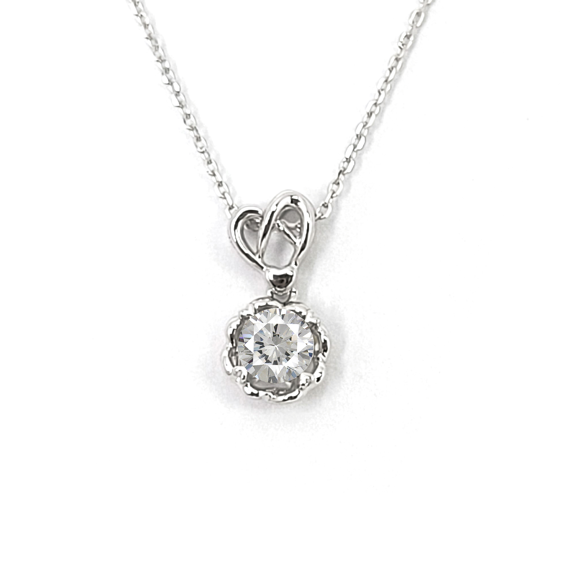 18K白金天然鑽石頸鏈