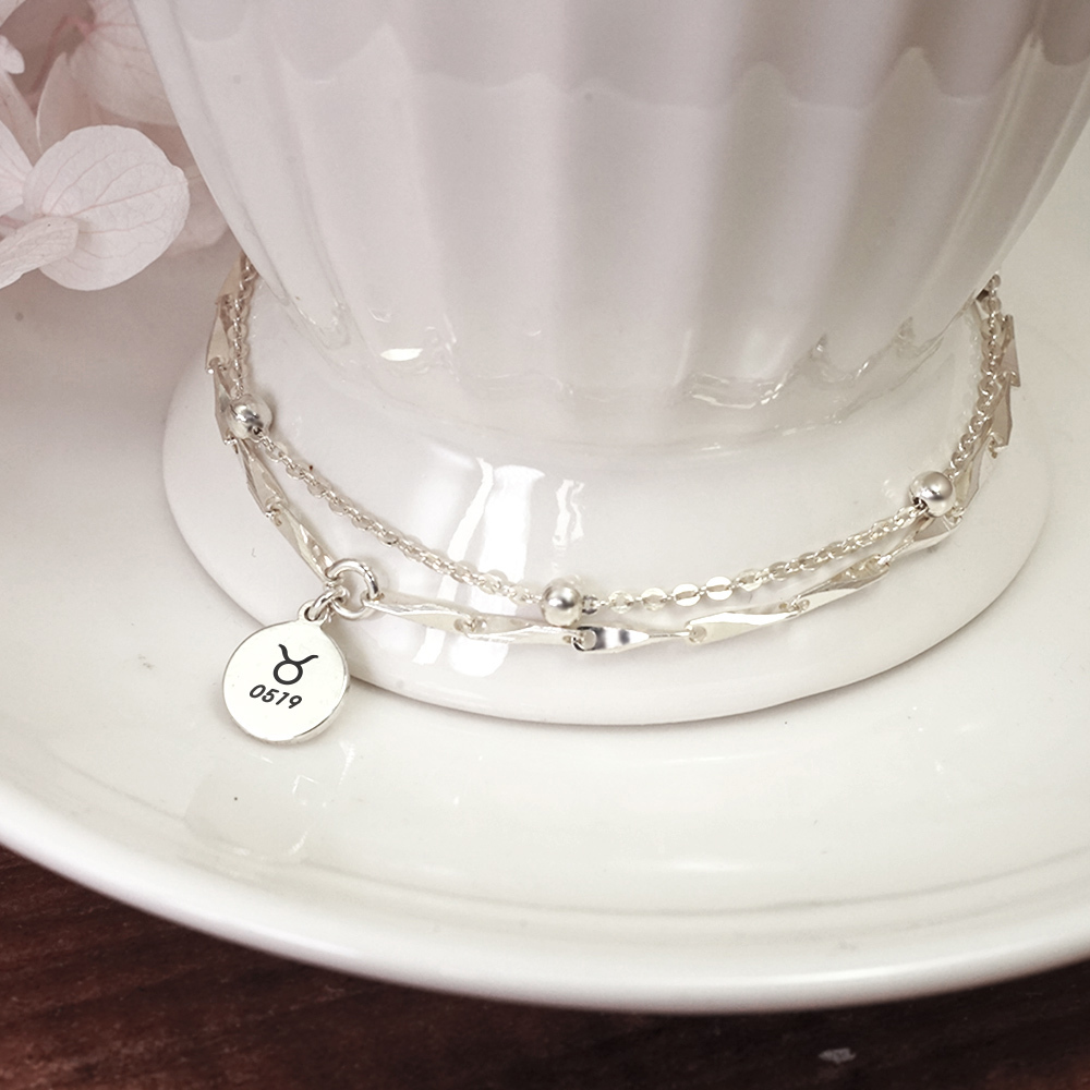 流星雨 雙層銀鍊 刻字手鍊 925純銀客製化訂製 女生手鍊