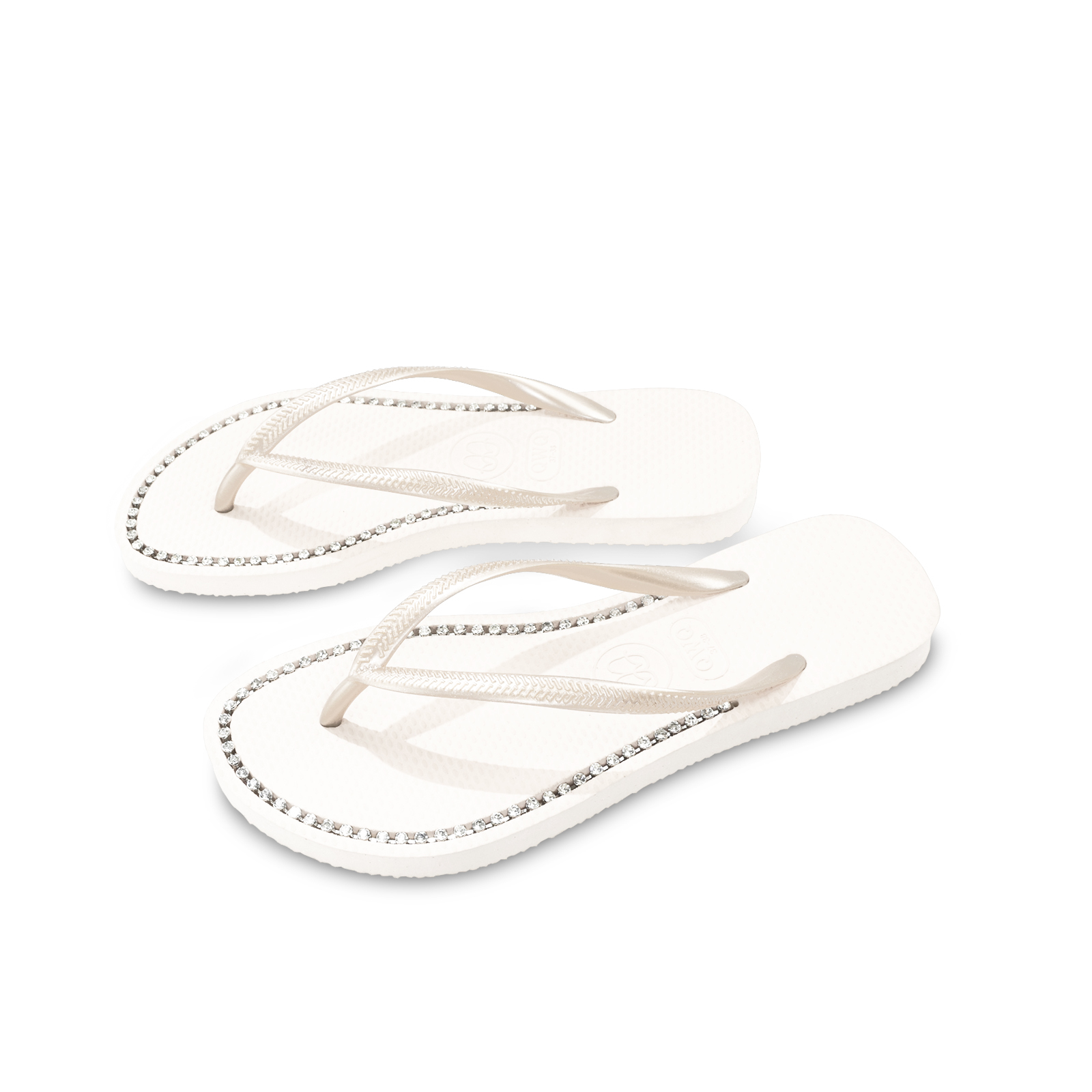 璀璨面鑽女款 牛奶白色夾腳拖鞋 國際知名水鑽元素 質感鑽鍊