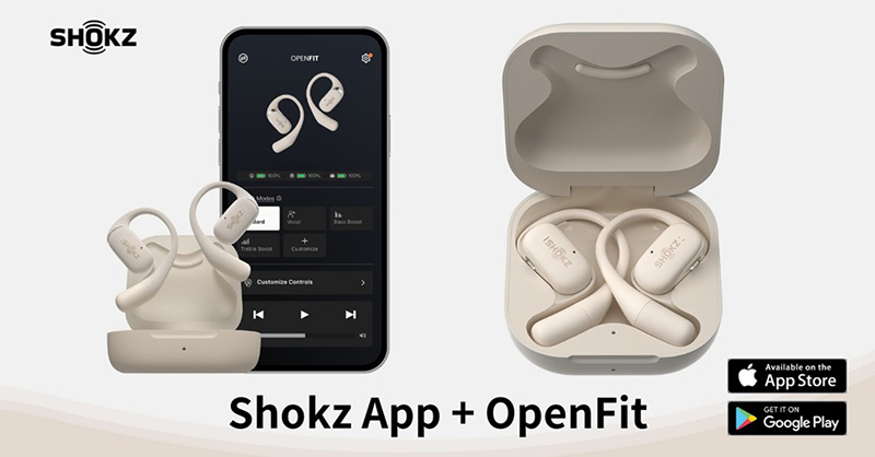 SHOKZ 提供APP搭配OPENFIT進行更多詳細設定，可以在IOS App Store、Google PLAY等應用程式商店下載