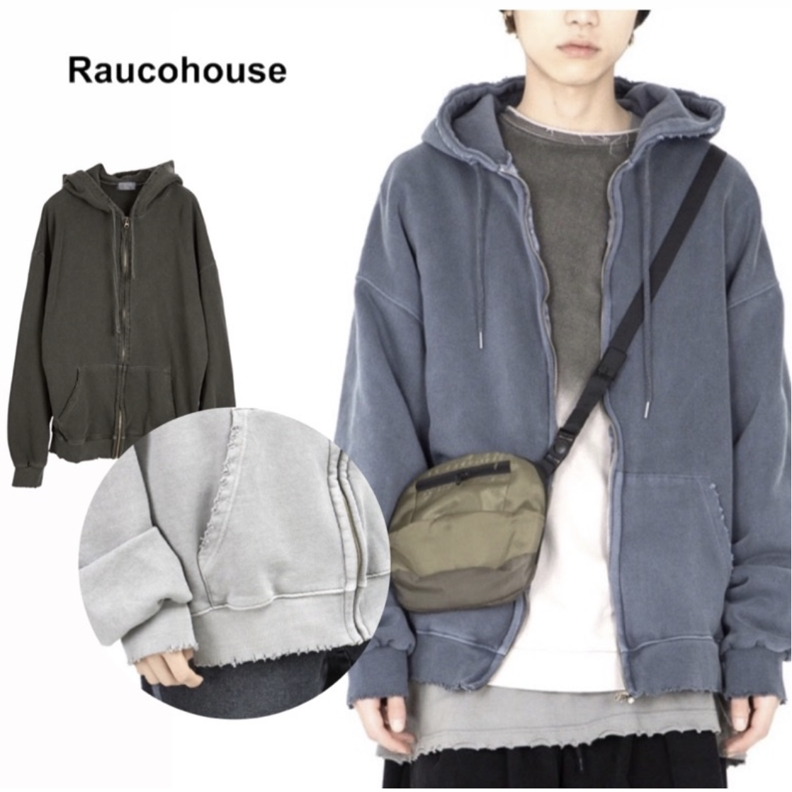 韓國 Raucohouse 水洗 刷舊 洗舊 連帽外套 夾克 外套