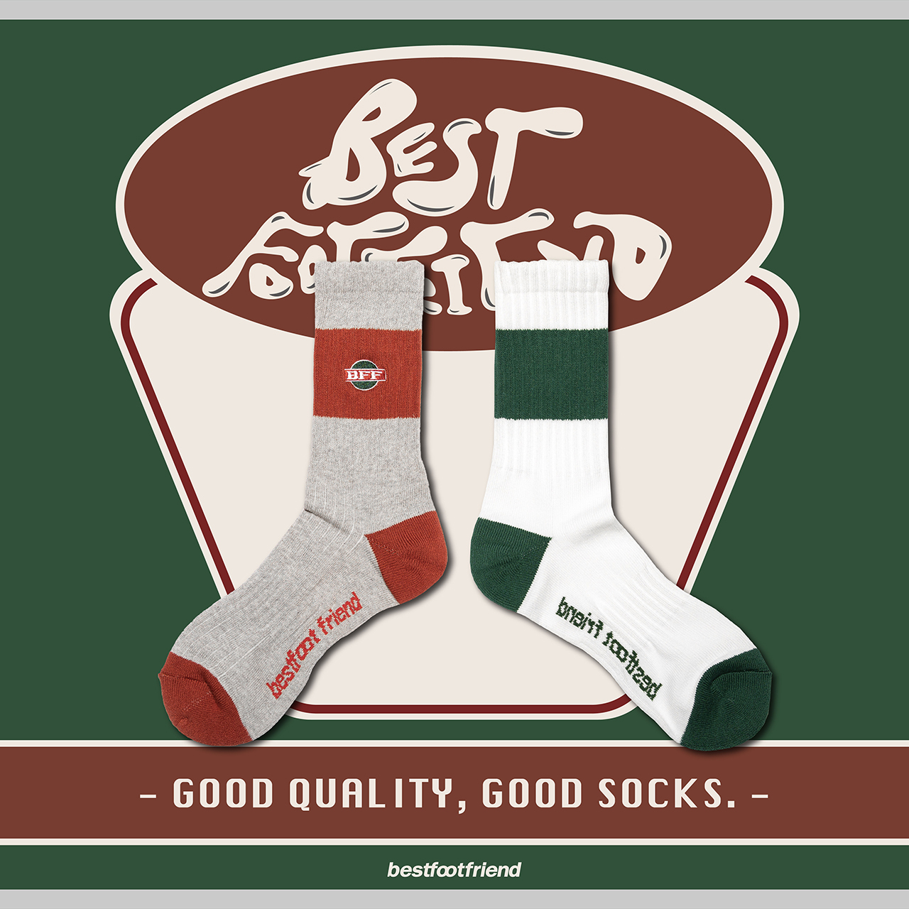 BFF BILLBOARD WHITE SOCKS 白綠 灰紅 長襪 【BF23007-WH】【BF23007-GY】