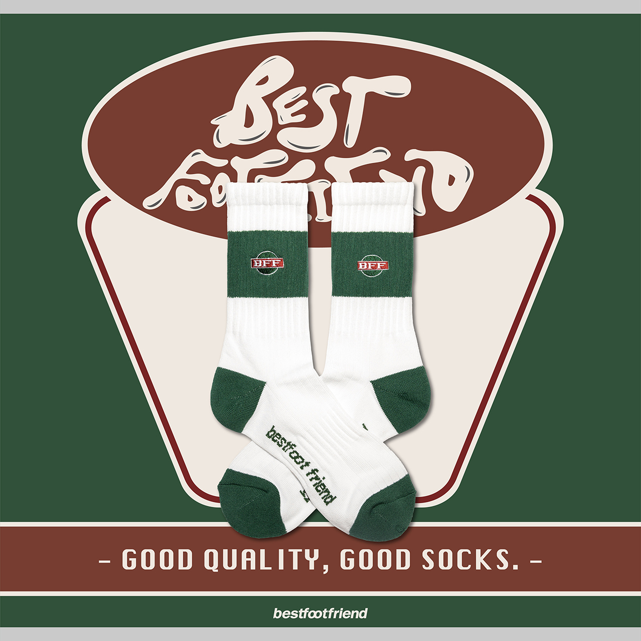 BFF BILLBOARD WHITE SOCKS 白綠 灰紅 長襪 【BF23007-WH】【BF23007-GY】