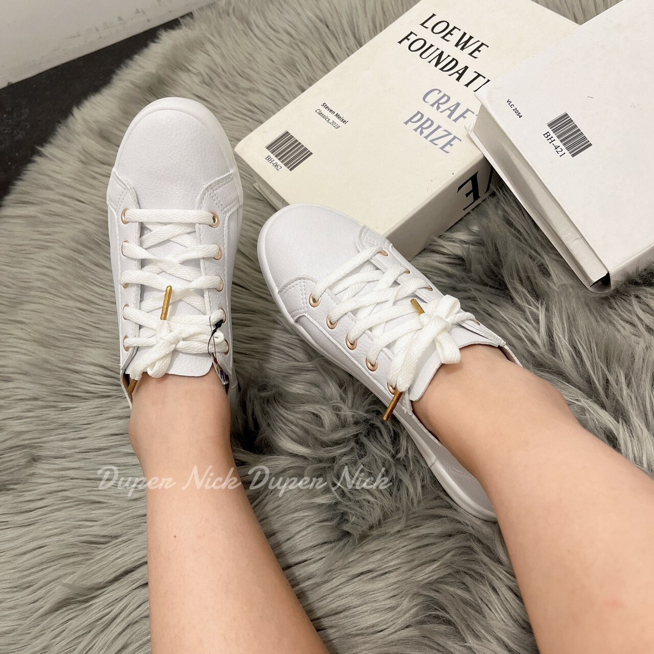 (平安夜限定活動) 韓國 軟Q皮革小白鞋 玫瑰金扣 小白鞋 防滑