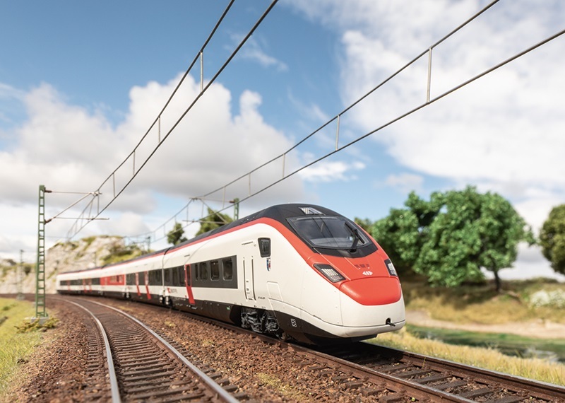 Trix 25810 HO規 Class RABe 501 Giruno 數位音效高速鐵路.5輛組.數位升降弓