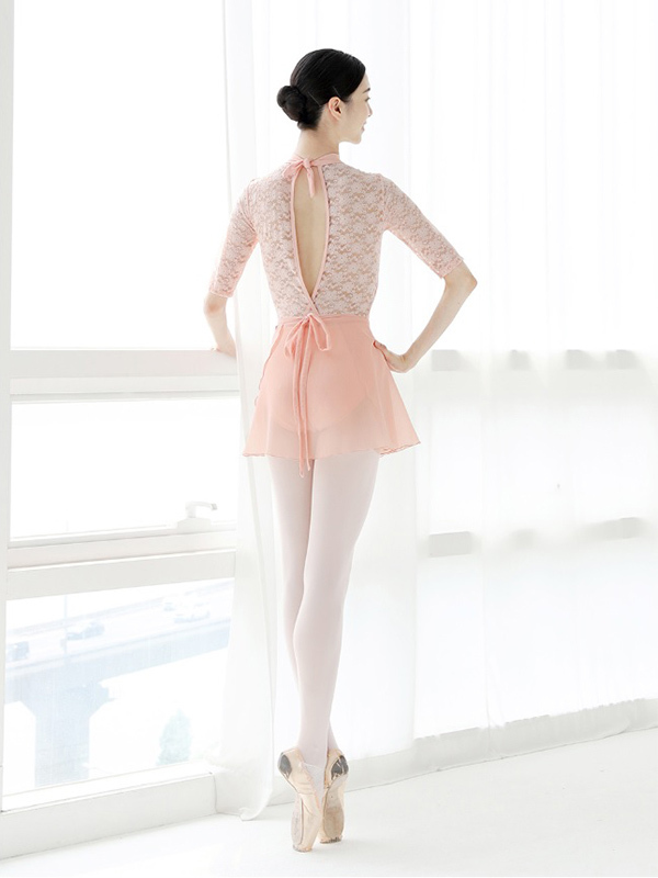 韓國 Messiah【MES-Natalie 蕾絲高領五分袖舞衣】可放胸墊