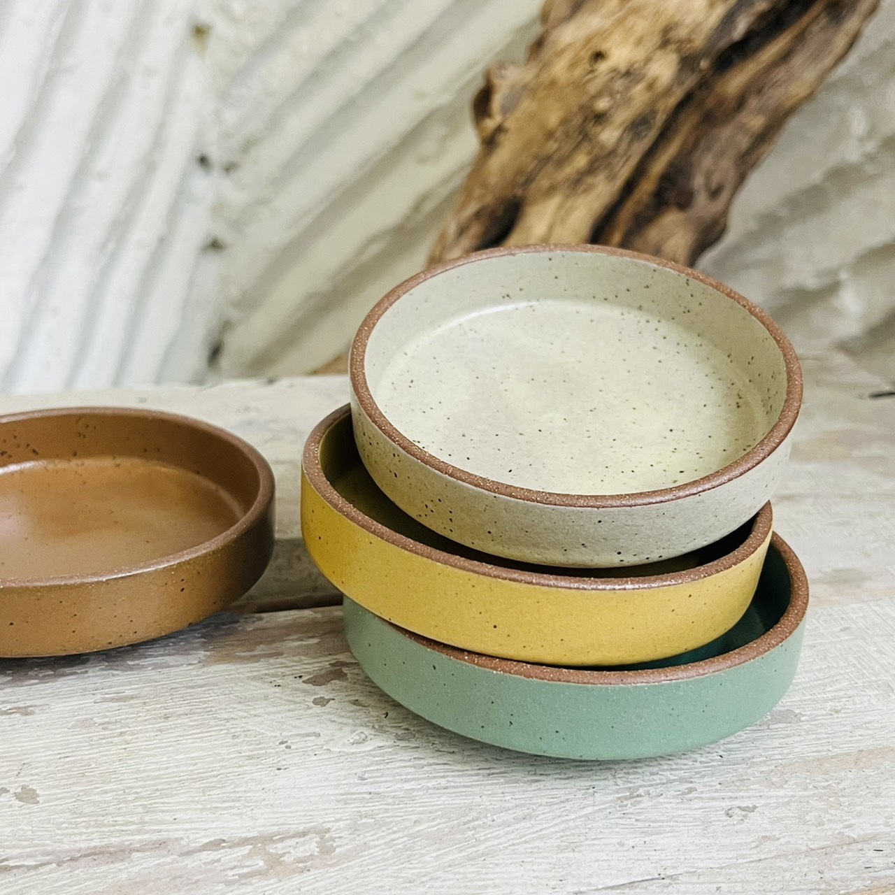 [原石] 日式復古粗陶 水晶展示盤 水晶淨化盤