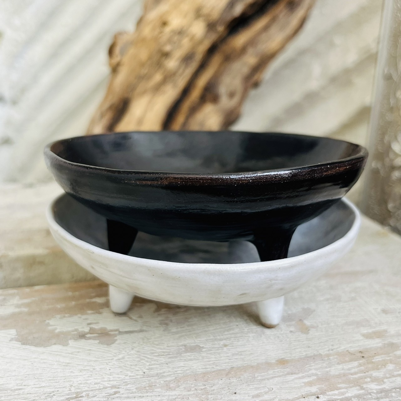 [原石] 日式手工粗陶盤 / 三足缽 水晶展示盤 水晶淨化盤