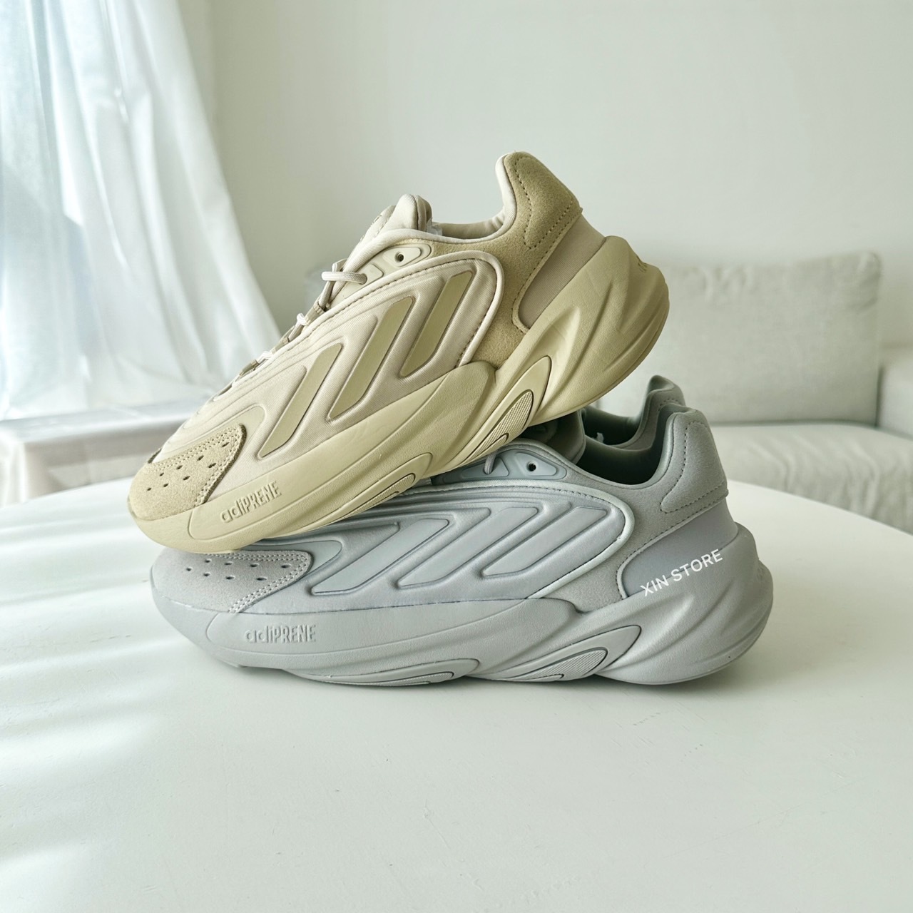 Adidas Ozelia 小Yeezy 700 反光拼接麂皮增高老爹鞋黑白淺灰卡其