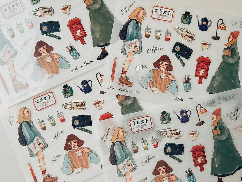 文具女孩 轉印貼紙 二入一組｜甜蜜生活La dolce vita 臺灣