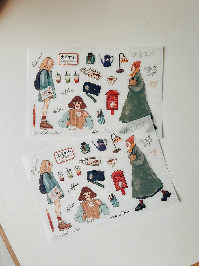 文具女孩 轉印貼紙 二入一組｜甜蜜生活La dolce vita 臺灣