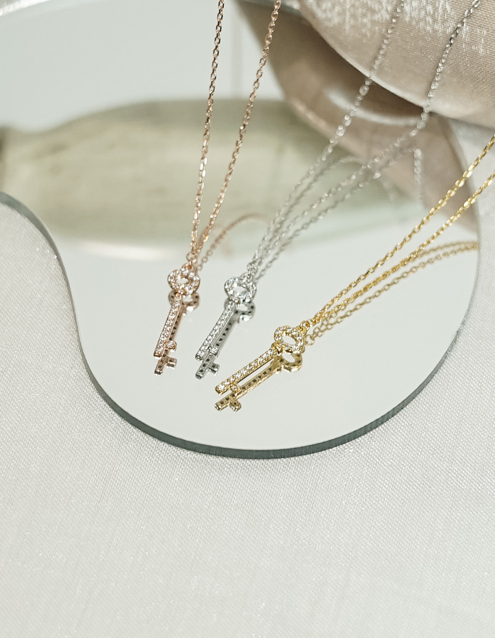 925 純銀施華洛世奇水鑽鑰匙項鍊