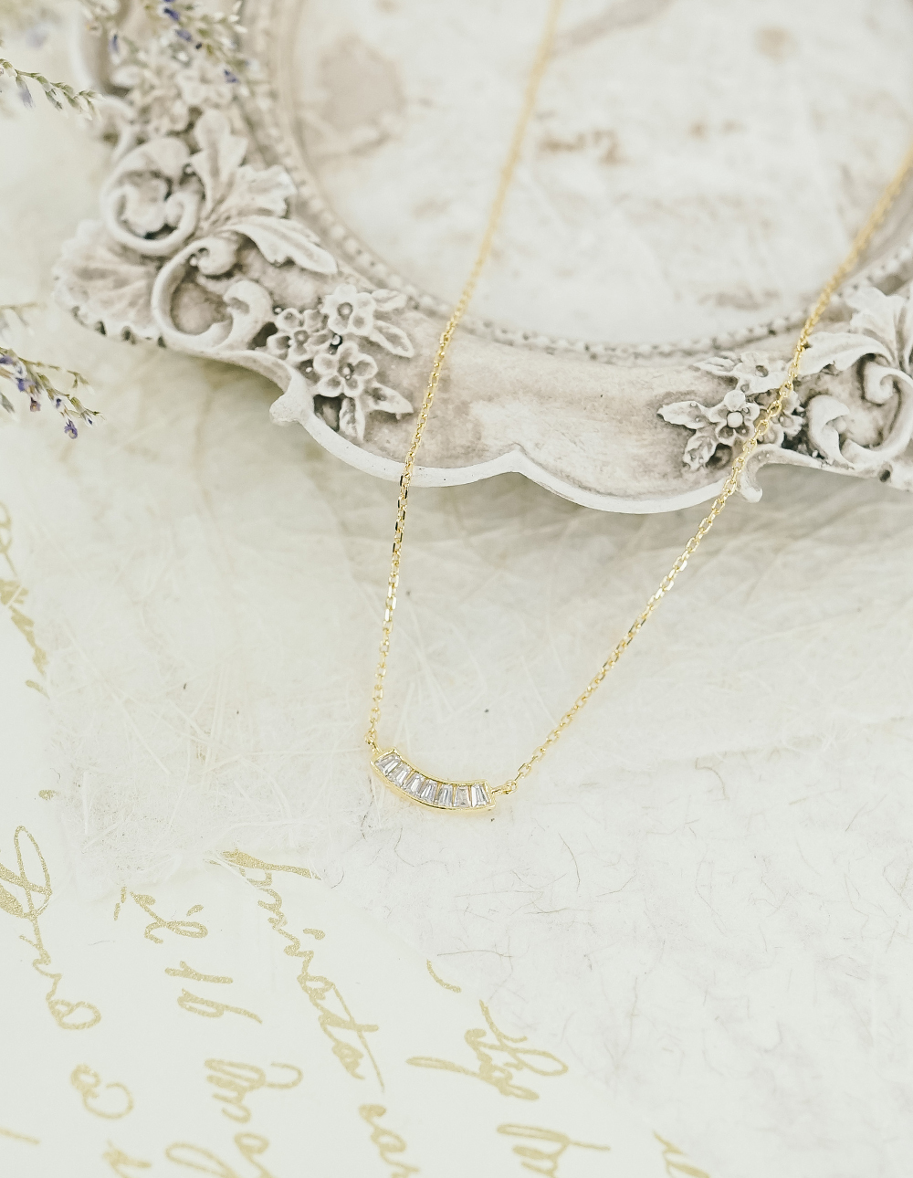 -925 純銀弧形梯形鑽項鍊-