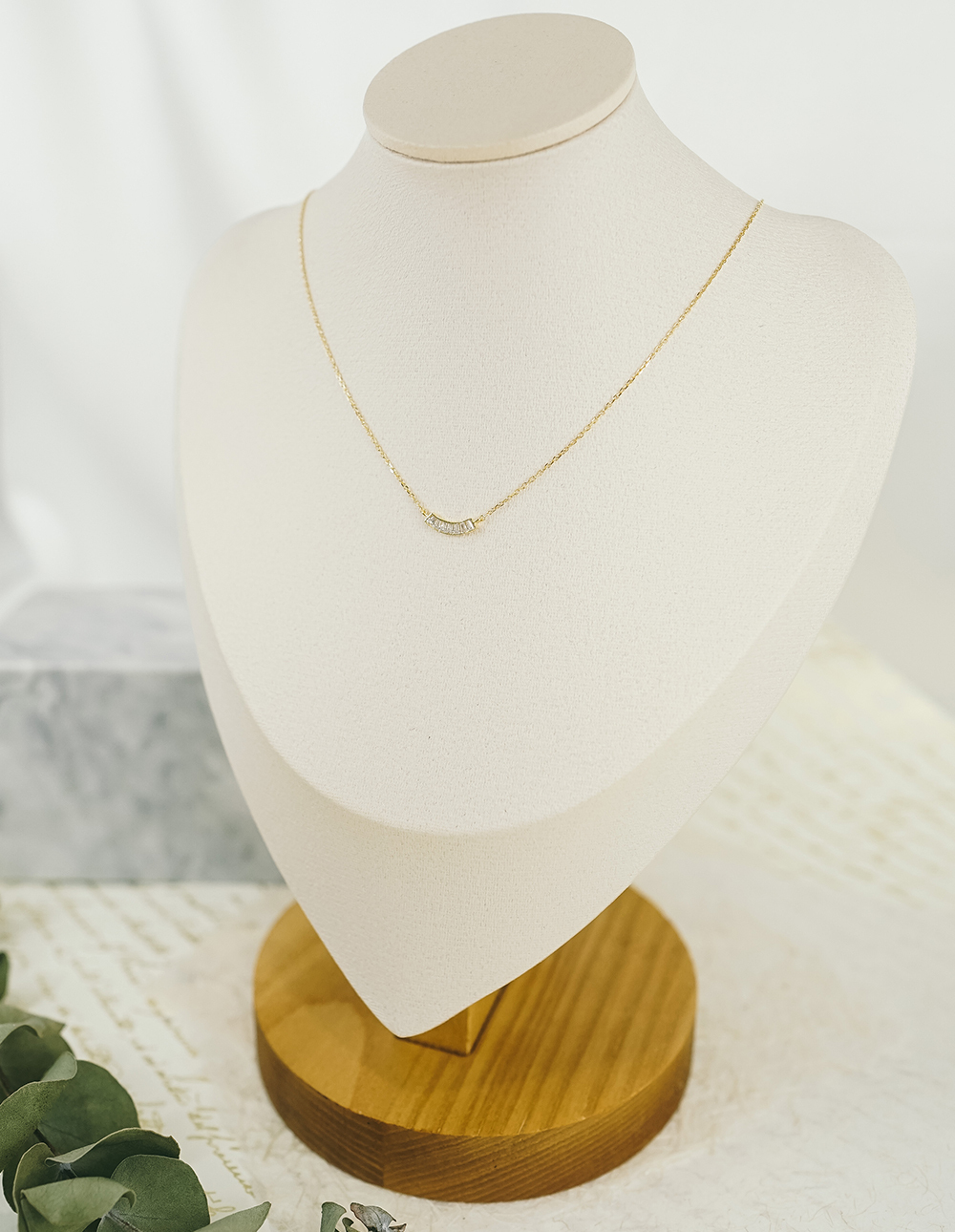 -925 純銀弧形梯形鑽項鍊-