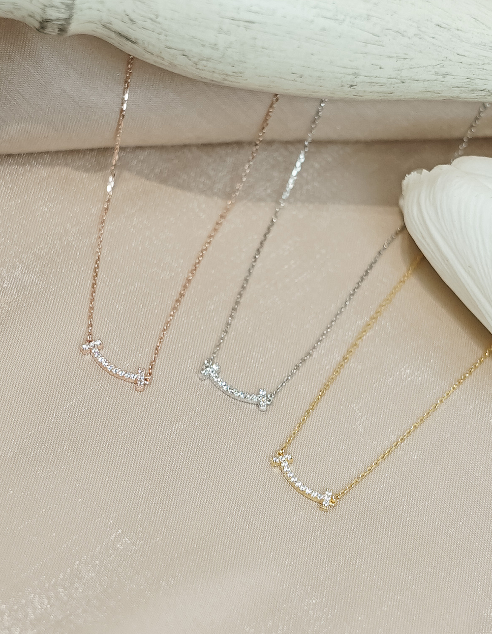 925 純銀施華洛世奇水鑽微笑項鍊