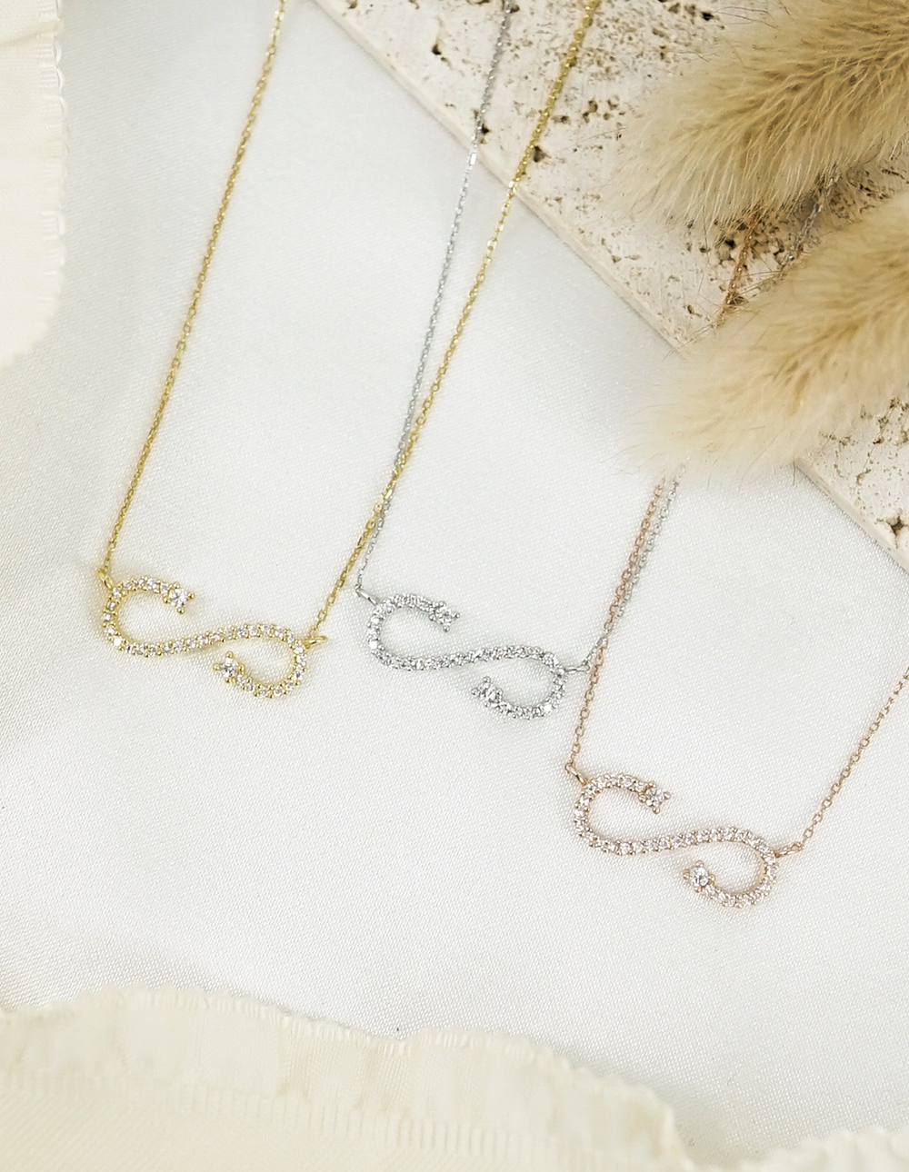 925 純銀S形滿版水鑽項鍊