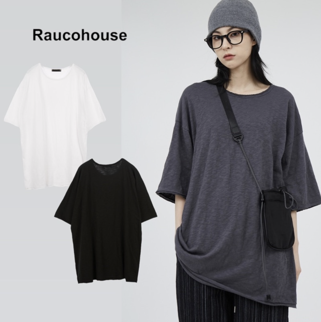 韓國 Raucohouse 竹節棉 素面 短袖 短T 舒適 寬鬆 百搭