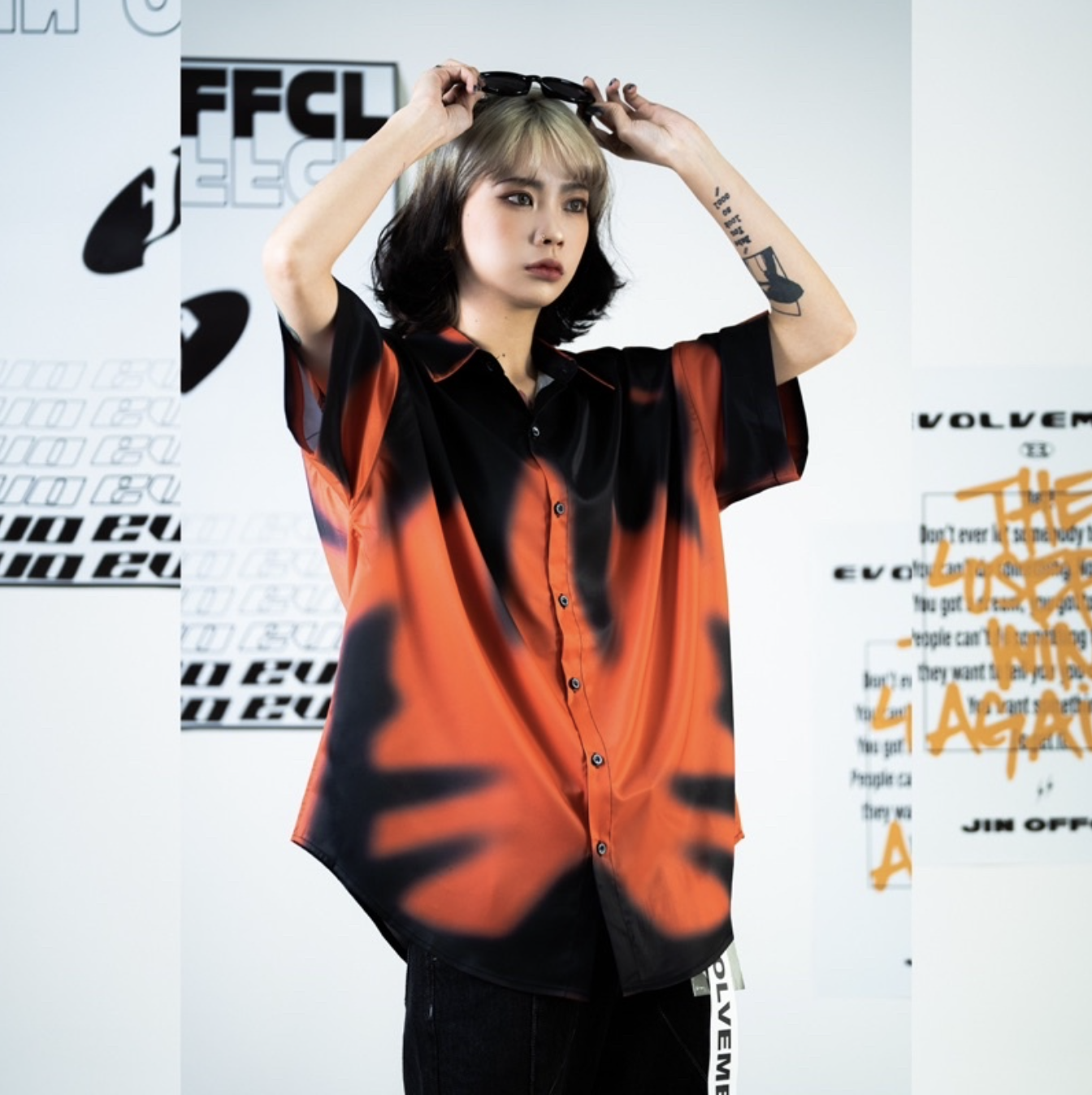 Evolvement EVO 渲色鬼臉印花襯衫 短袖襯衫 街頭 風格