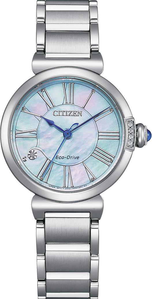 萬年鐘錶 - Citizen 星辰錶   L系列 幸福鈴蘭光動能女錶  EM1060-87N  錶徑 29.5MM