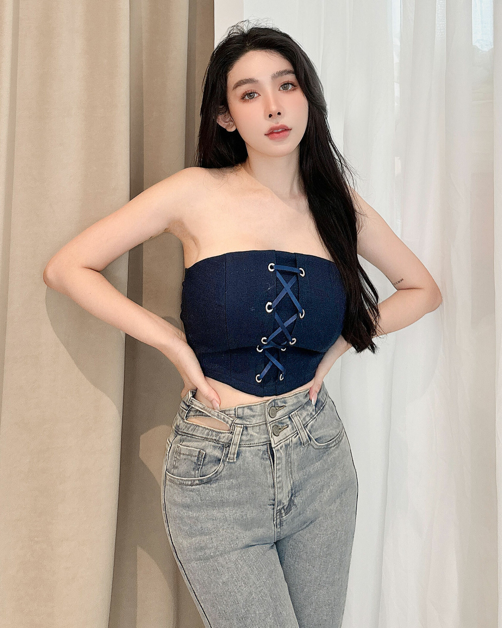 ⭒訂製-甜心交叉緞帶馬甲