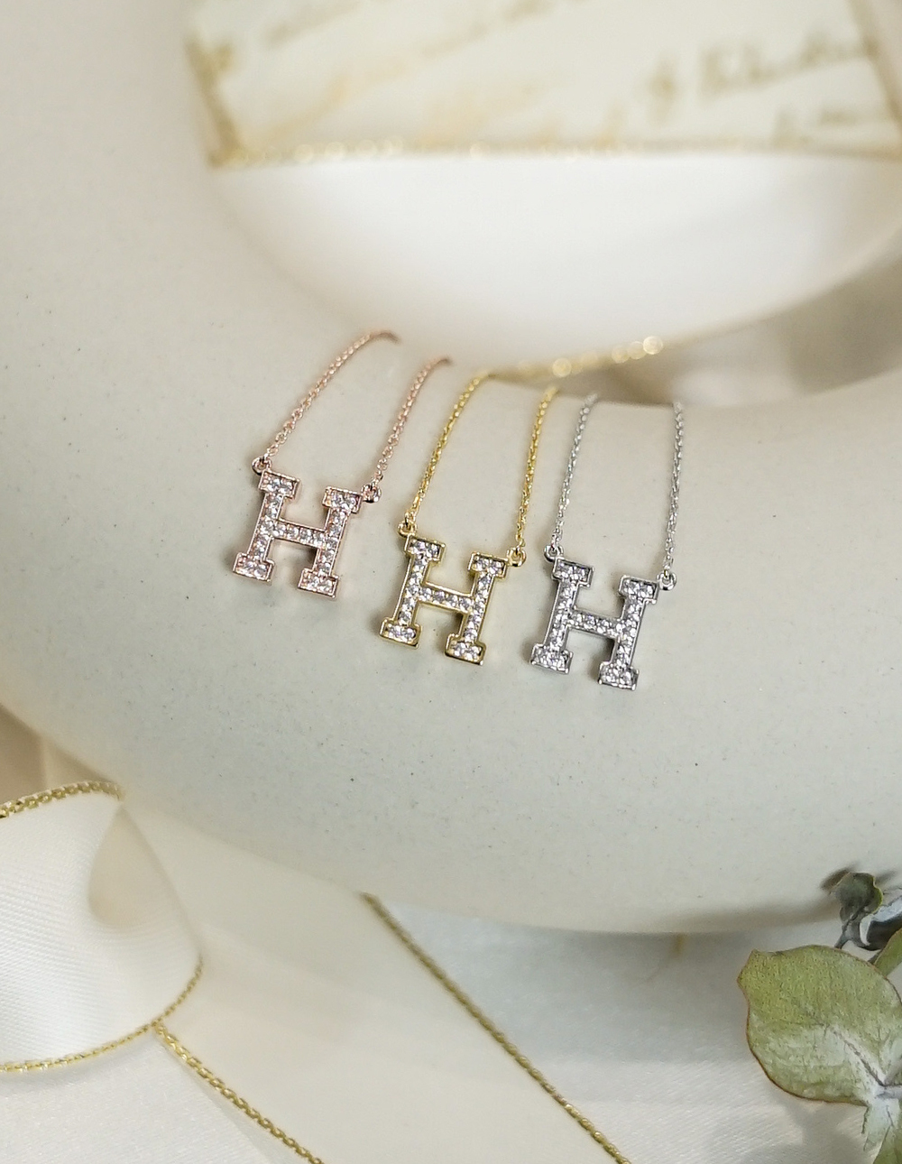 925 純銀施華洛世奇水鑽字母項鍊