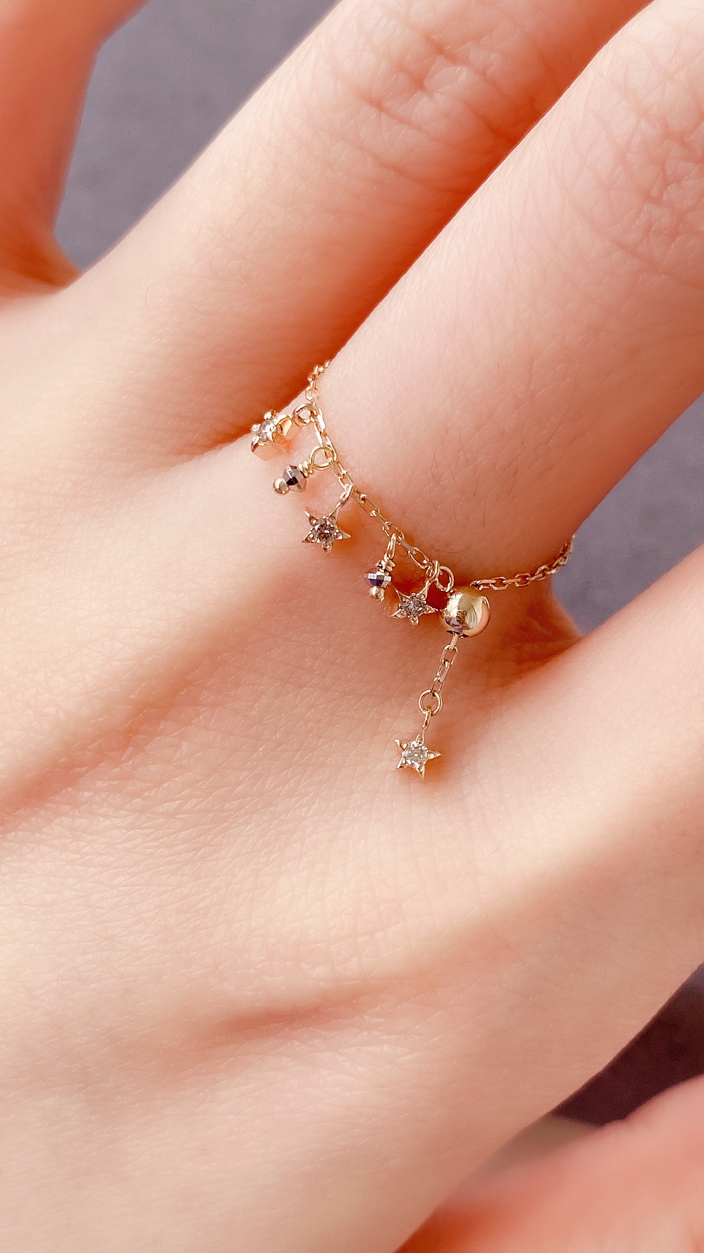 雙色星星吊墜鍊戒