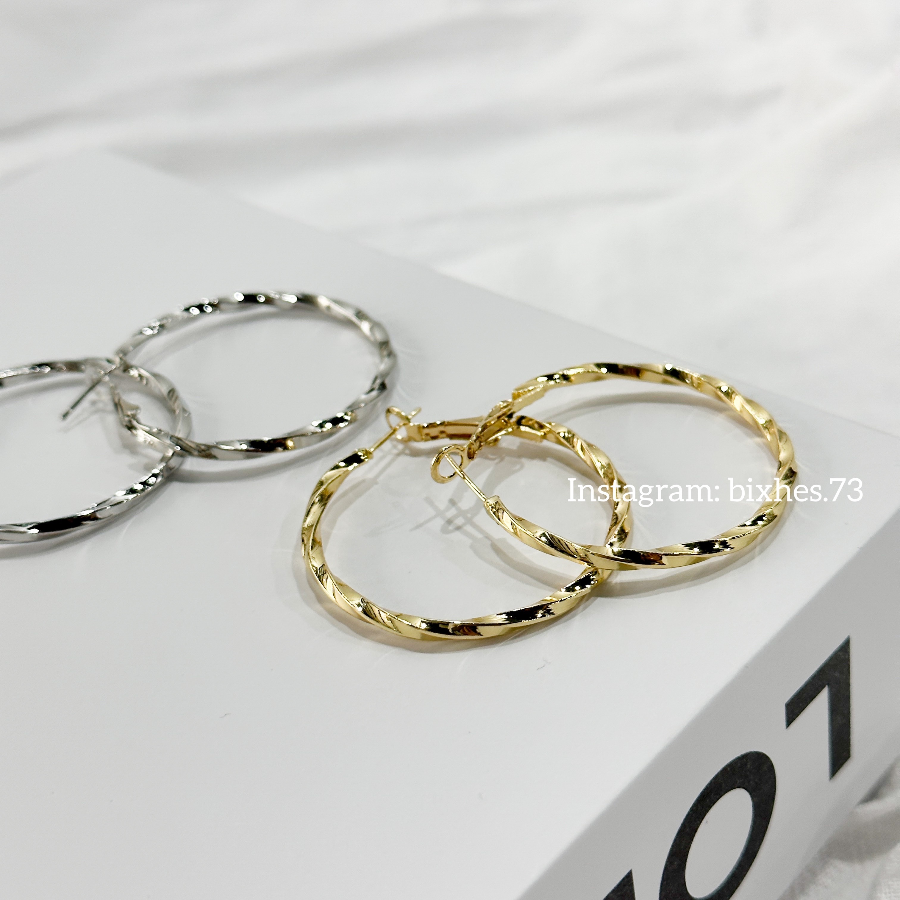 簡約細麻花耳圈耳環(K00012)