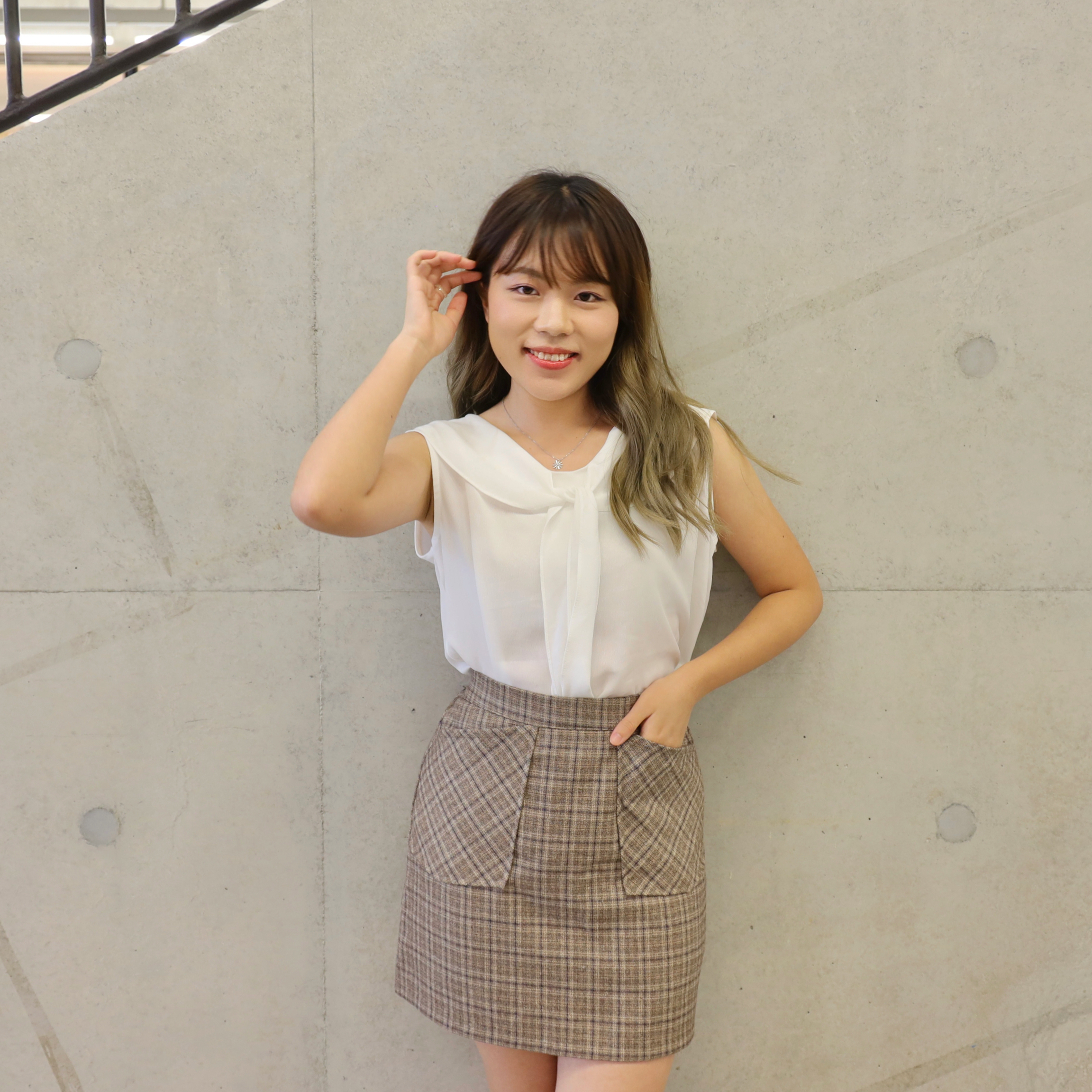 ✨ ||SK247|| 秋系清新格紋口袋短裙