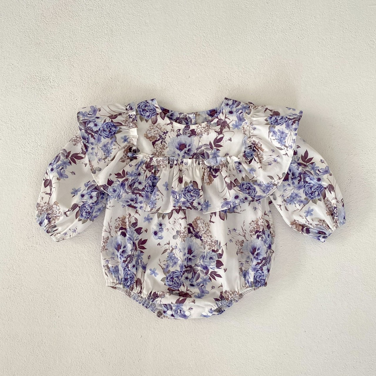 藍碎花荷葉邊包屁衣