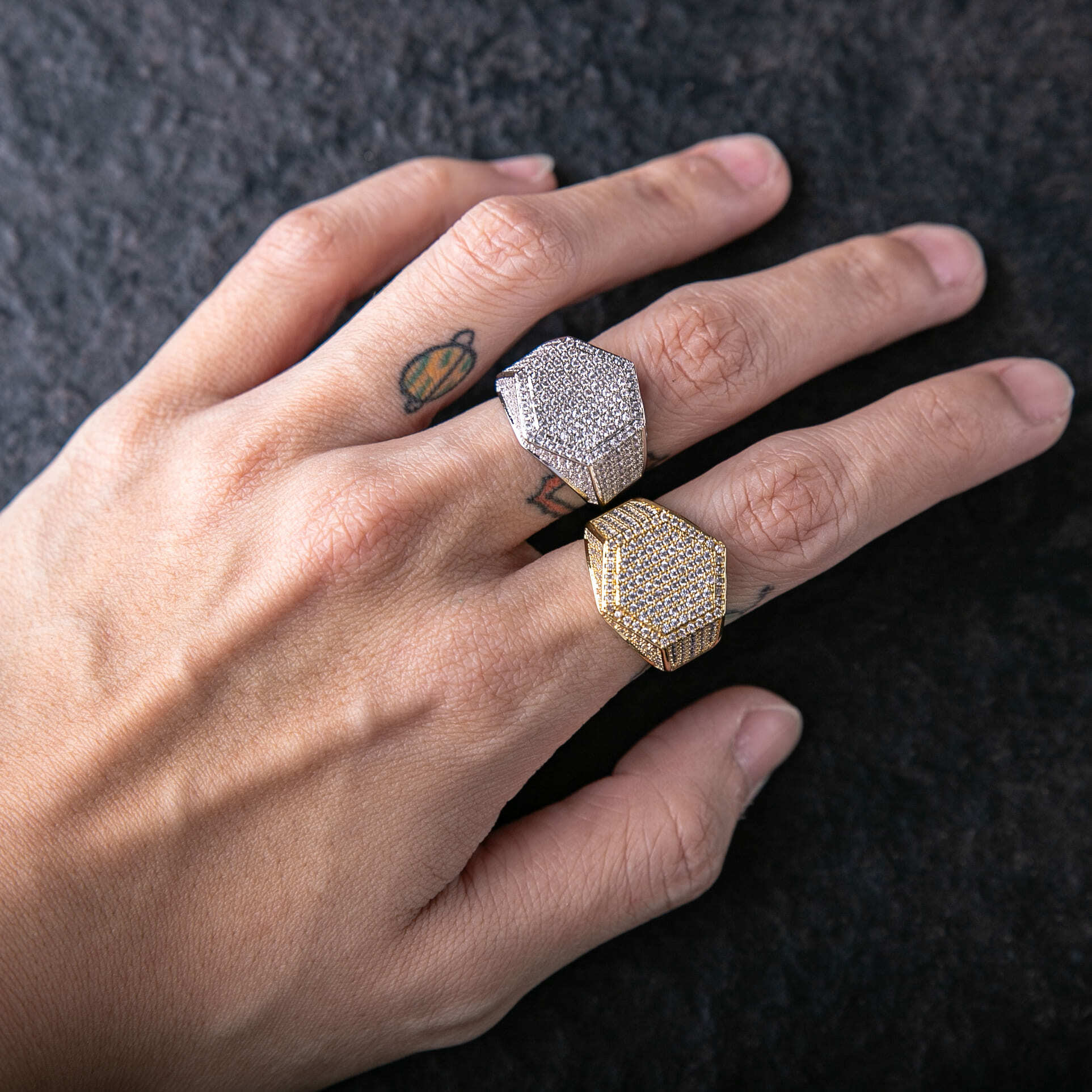 滿鑲六角圖章戒指